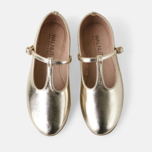 Audrey Mary Jane Shoes- Gold