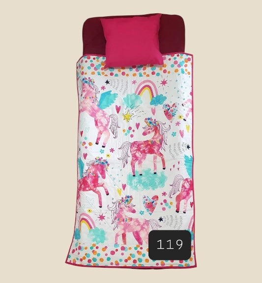 Kindy Sheet Set- Unicorns & Rainbow Pink