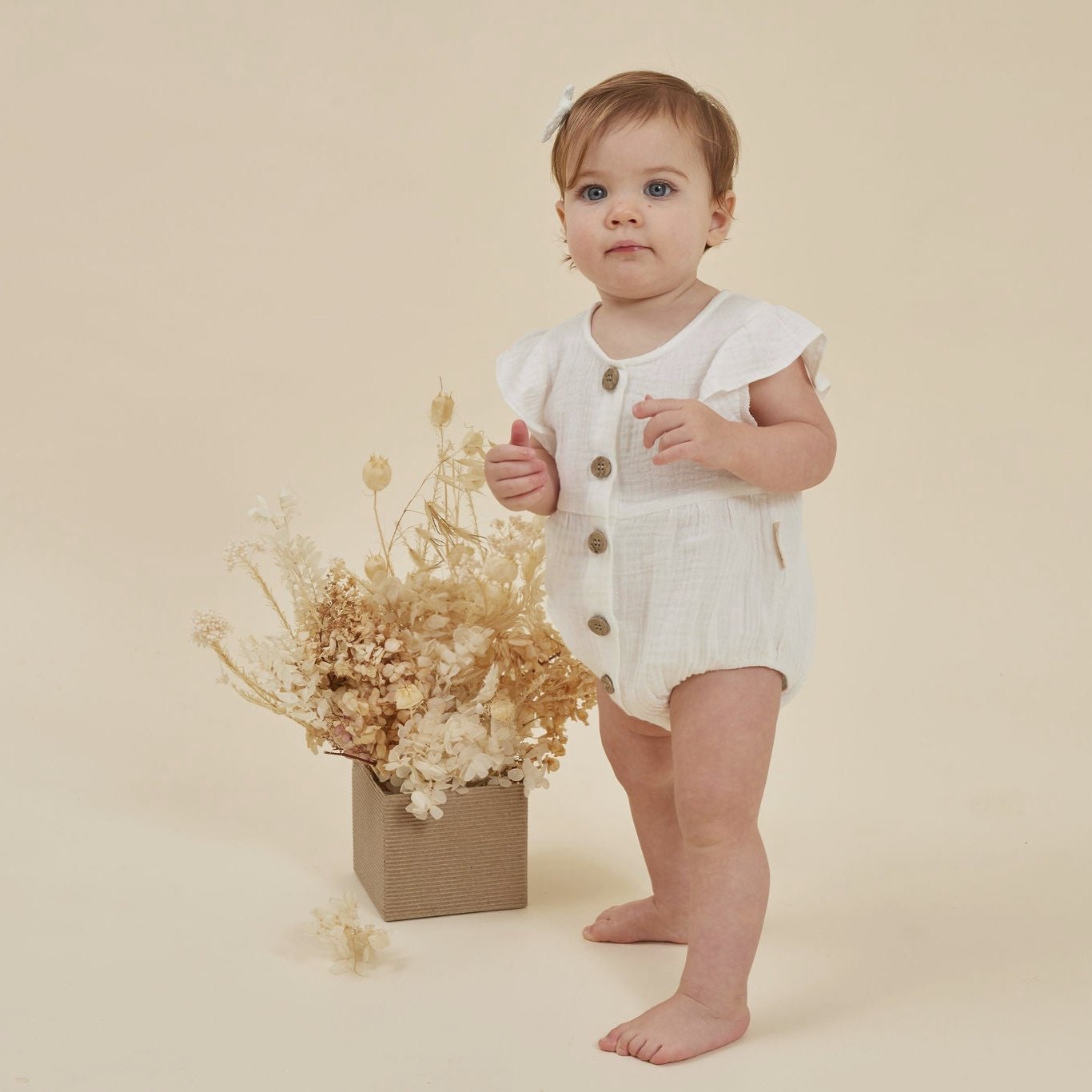 White Muslin Bubble Romper