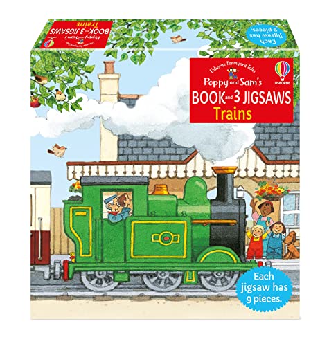 Usborne Book & 3 Jigsaws- Trains