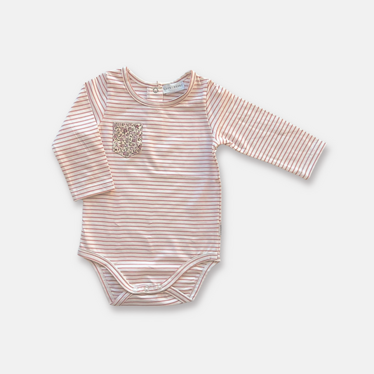 Baby Girls Knit Romper- Pink Stripe