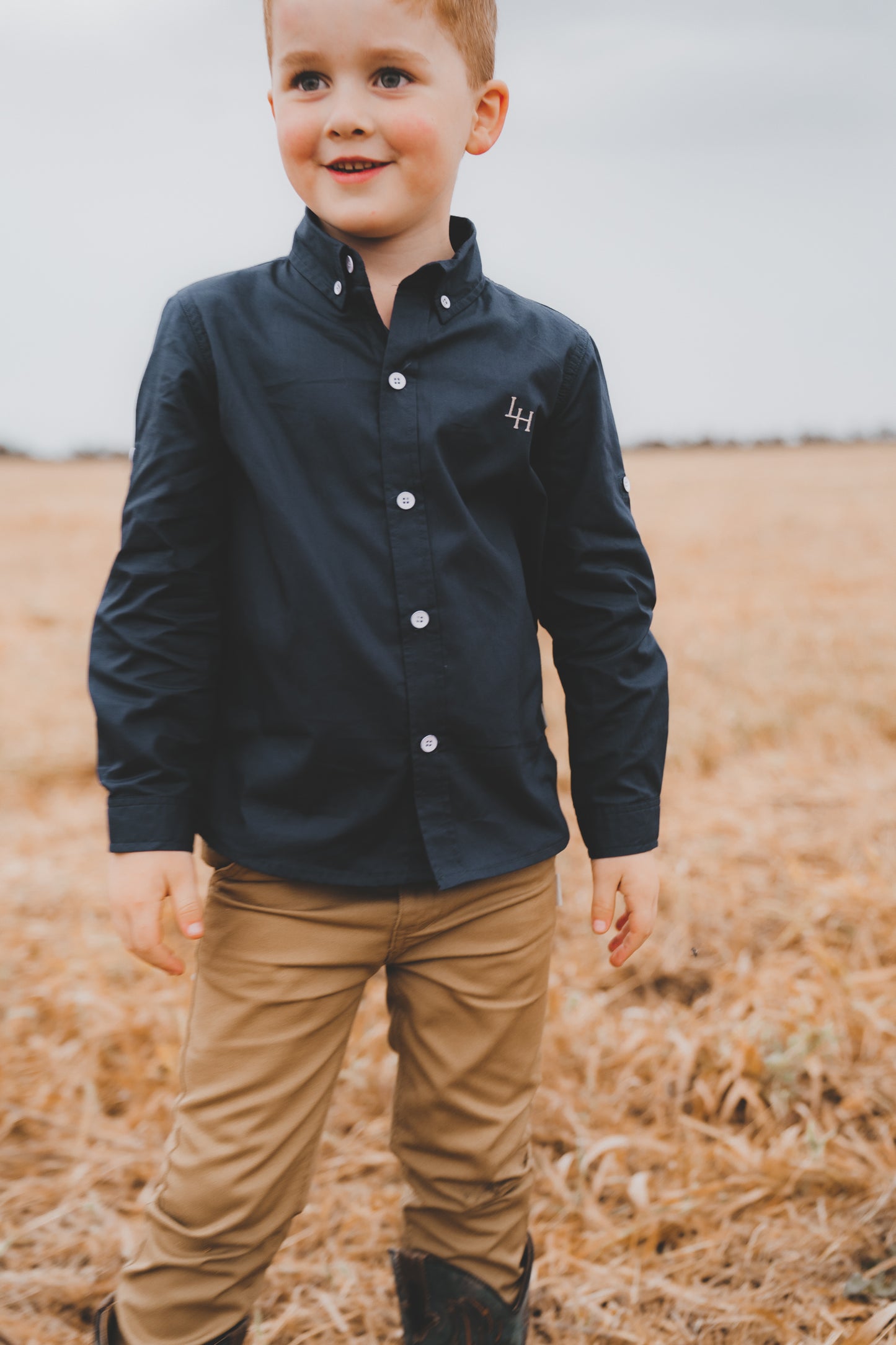 Boys Oxford Long Sleeve Shirt- Navy