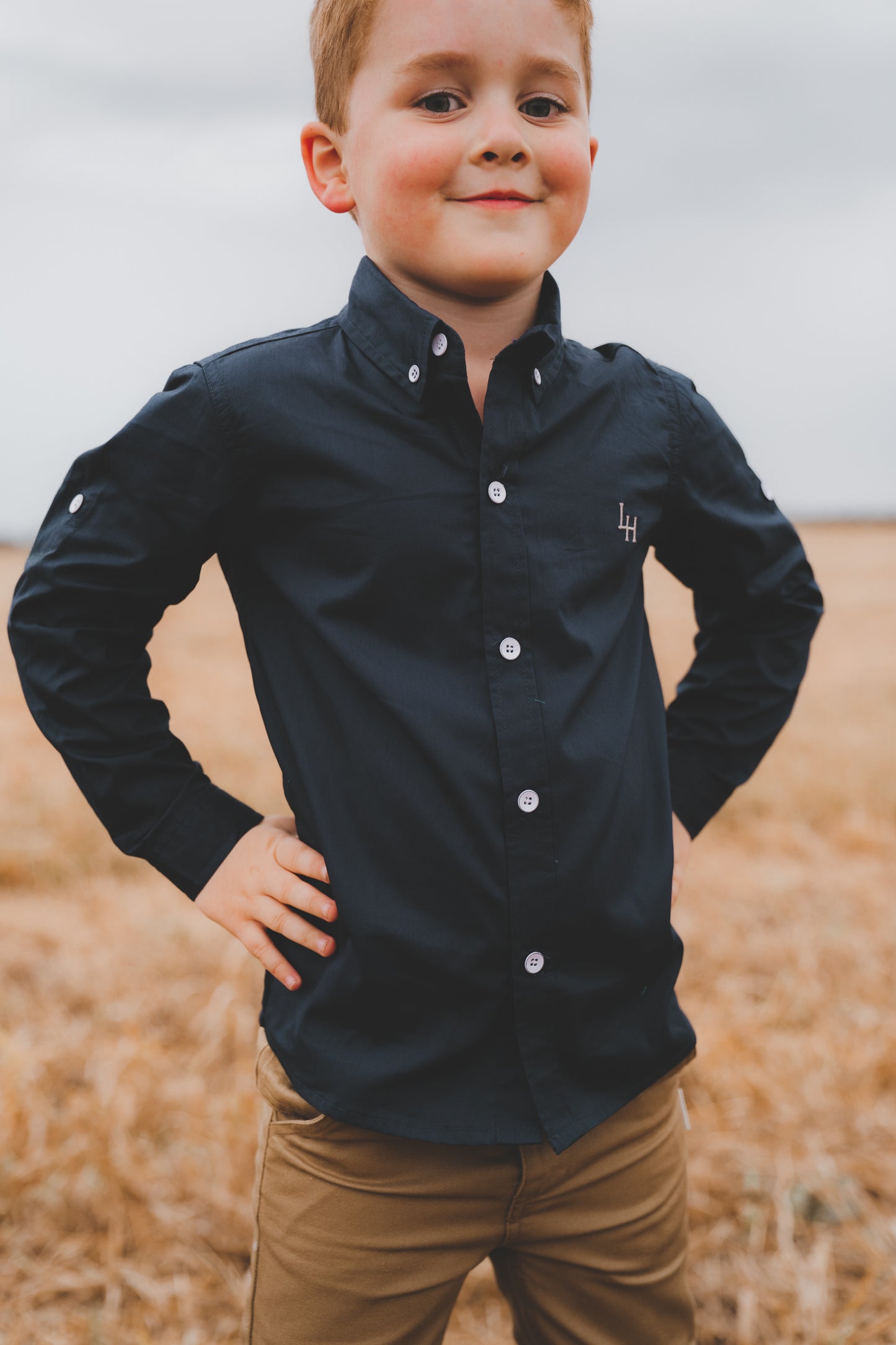 Boys Oxford Long Sleeve Shirt- Navy