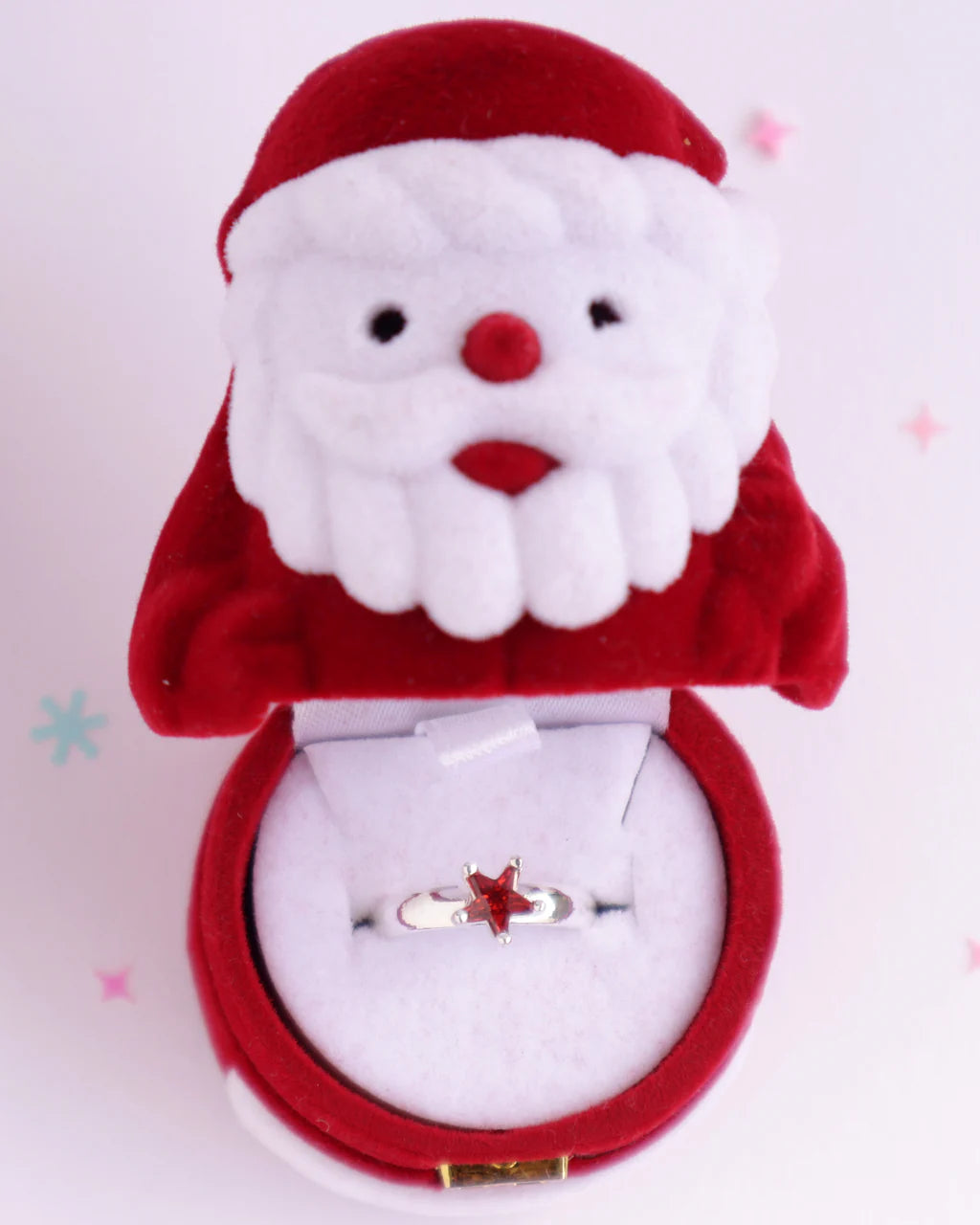 Red Starry Ring With Santa Box