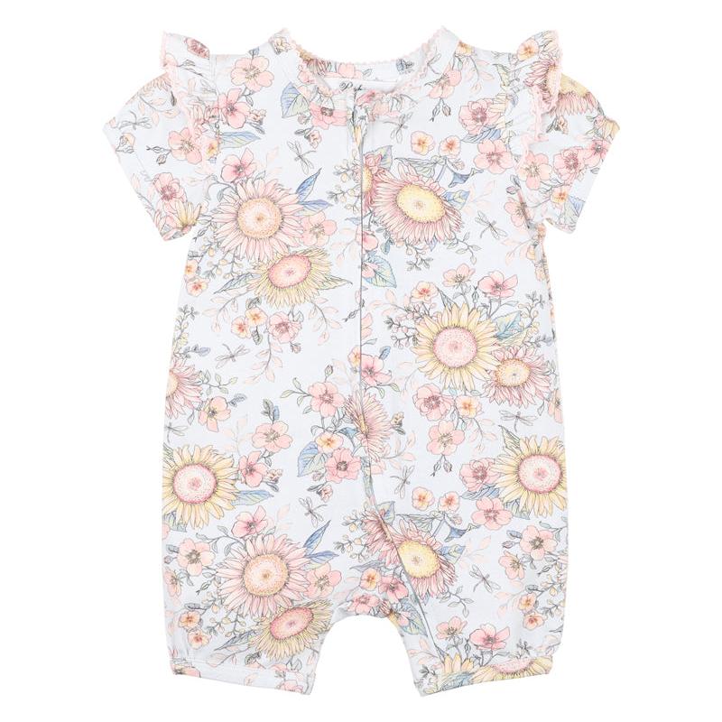 Abby Print Short Sleeve Zip Romper