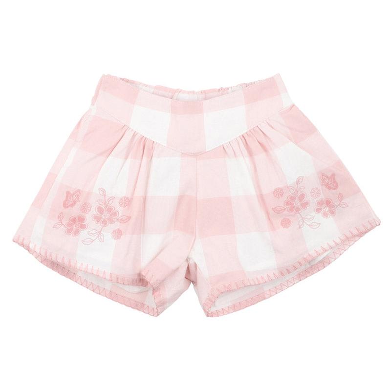 Lara Embroidered Check Shorts