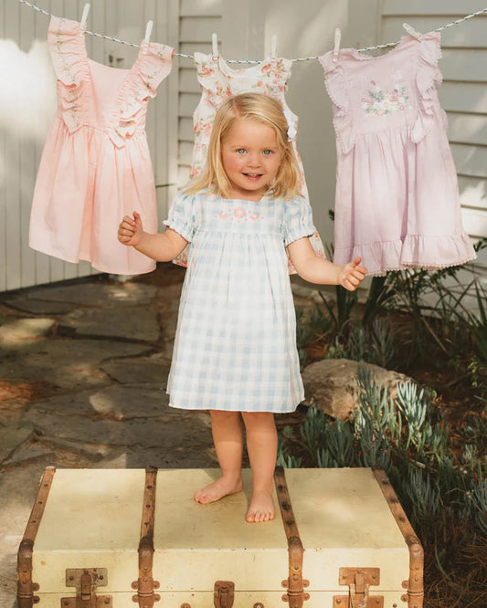 Bonnie Check Organic Emb Dress