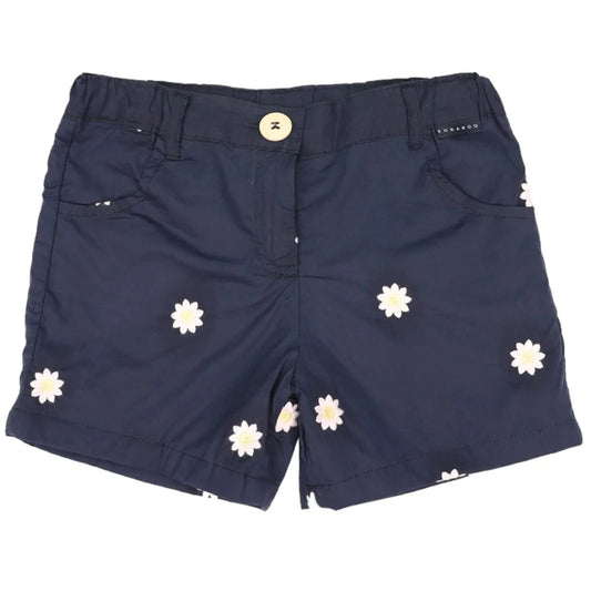 Flower Embroidered Short Navy