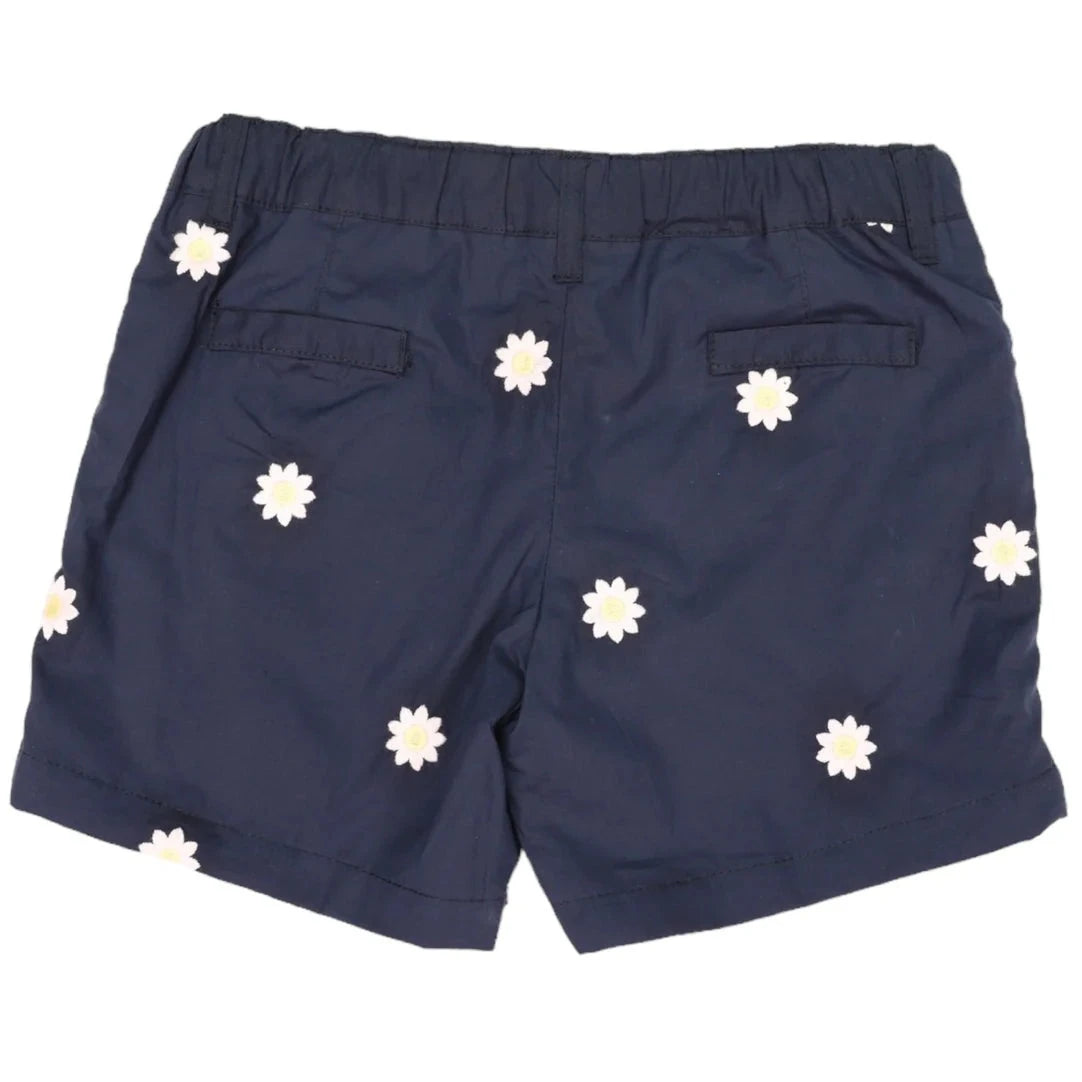 Flower Embroidered Short Navy