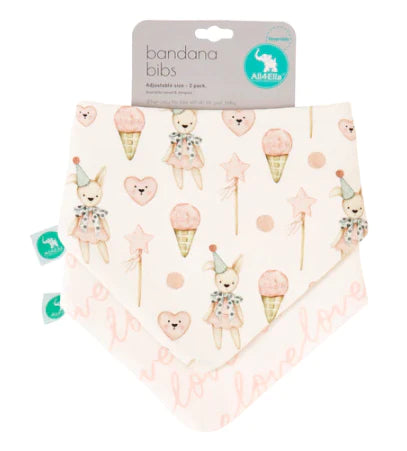 Bandana Bibs 2pk- Ice Creams & Teddy