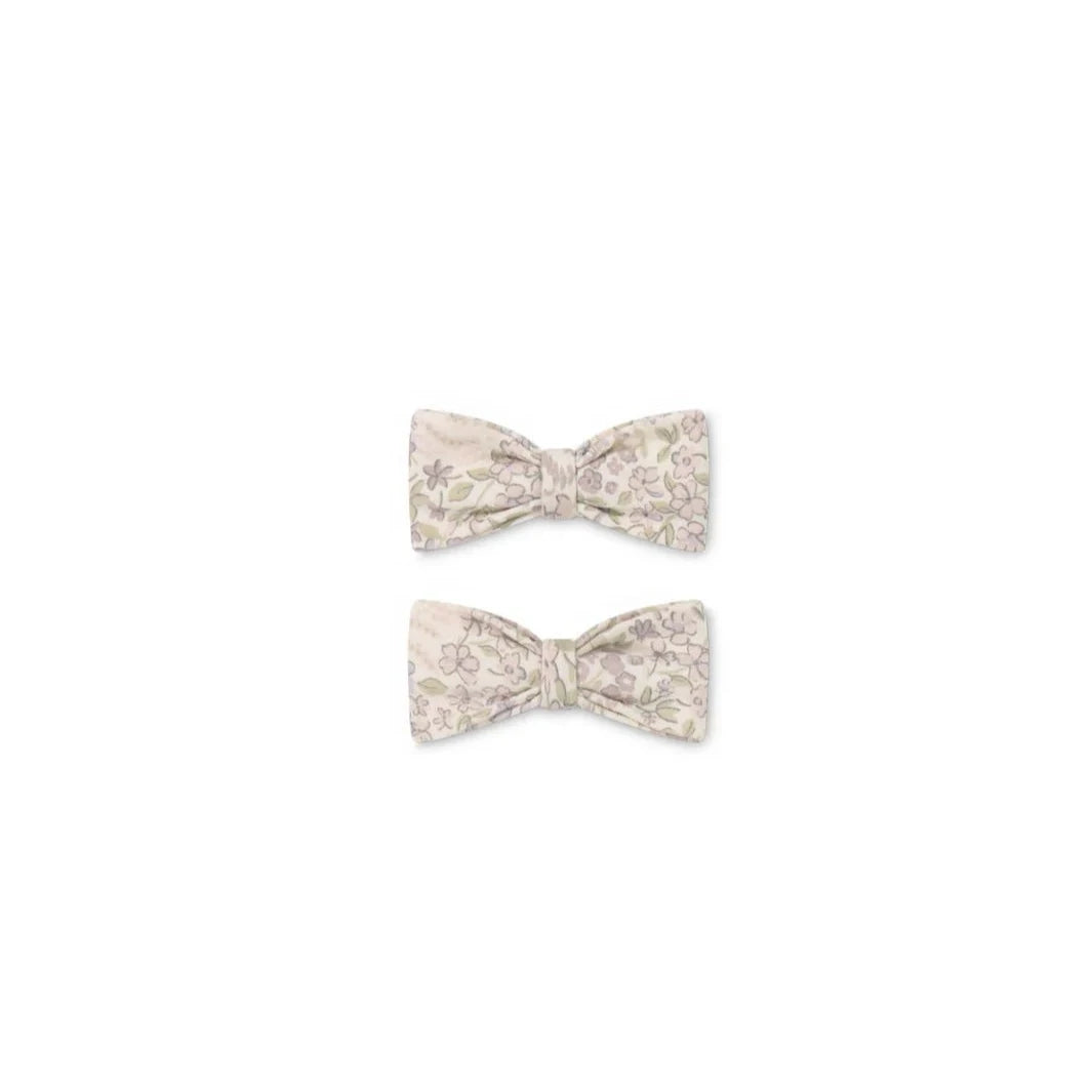 Organic Cotton Bow 2 Pack- April Floral Mauve