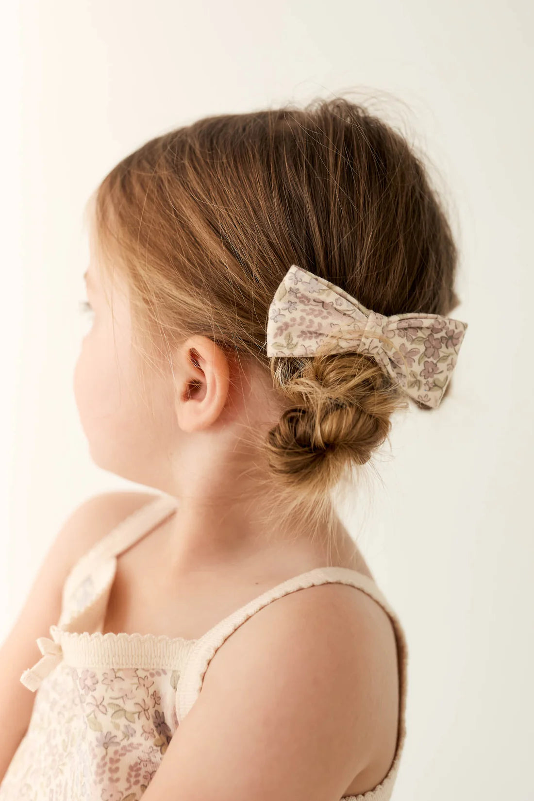 Organic Cotton Bow 2 Pack- April Floral Mauve