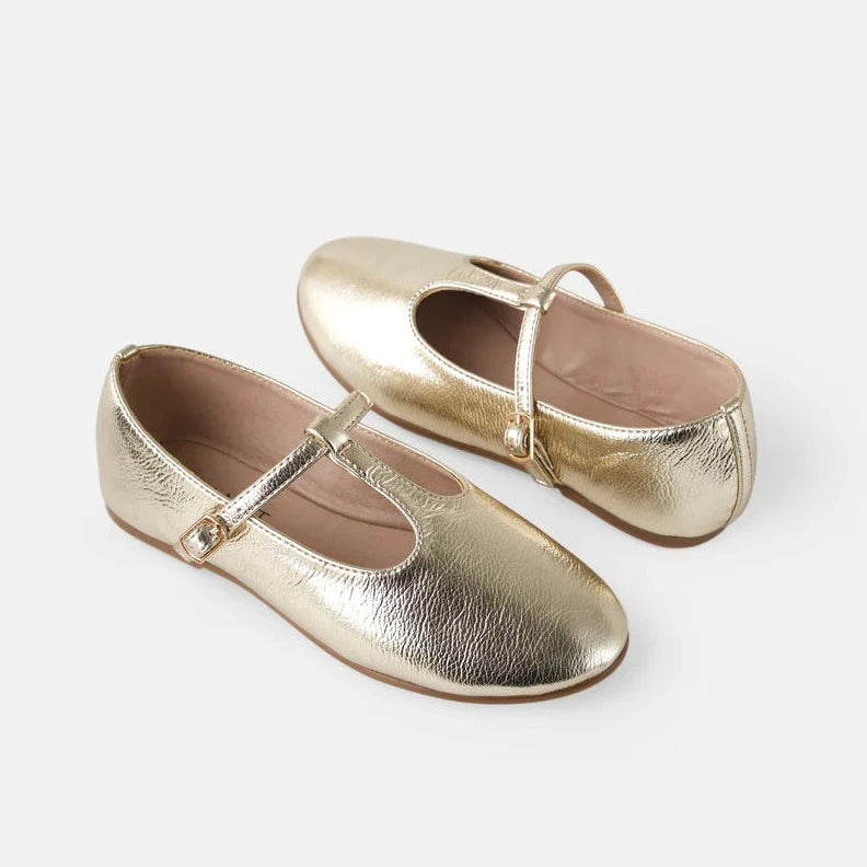 Audrey Mary Jane Shoes- Gold