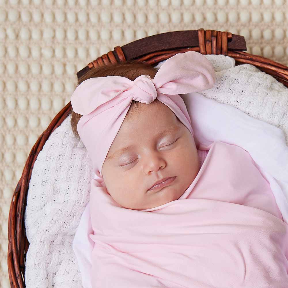 Organic Topknot Headband- Baby Pink
