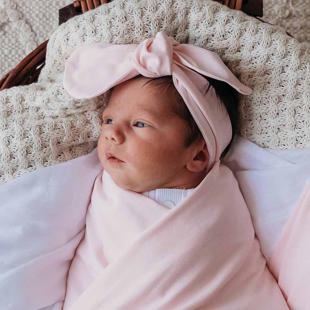 Organic Topknot Headband- Baby Pink