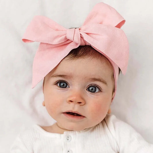 Pre Tied Linen Bow - Baby Pink