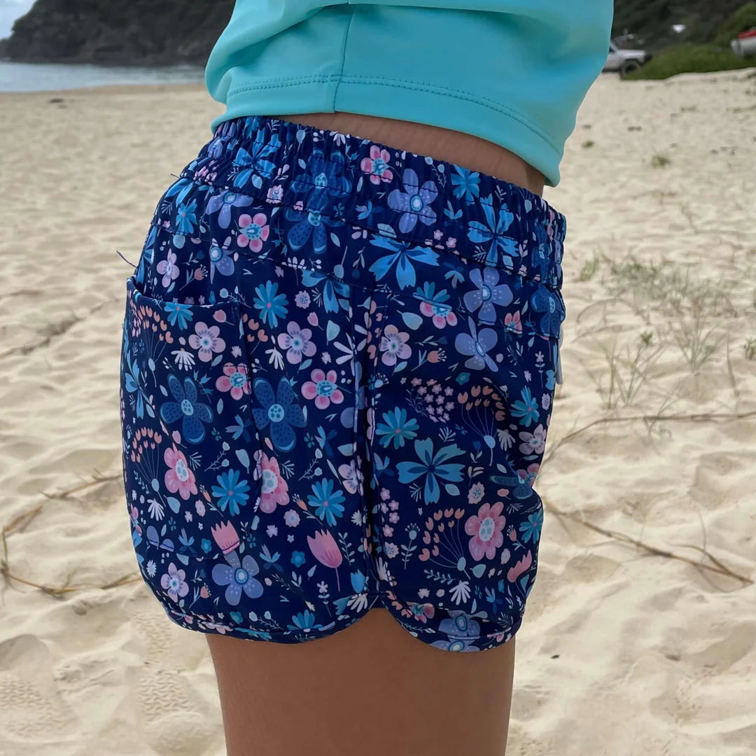 Girls Beach Swim Short- Flower Power