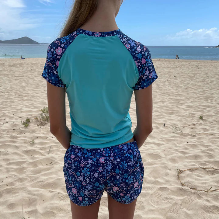 Girls Beach Swim Short- Flower Power