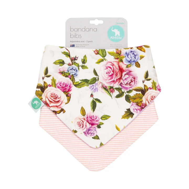 Bandana Bibs 2pk- Rose