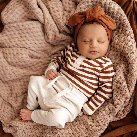 Ribbed Organic Topknot Headband- Biscuit