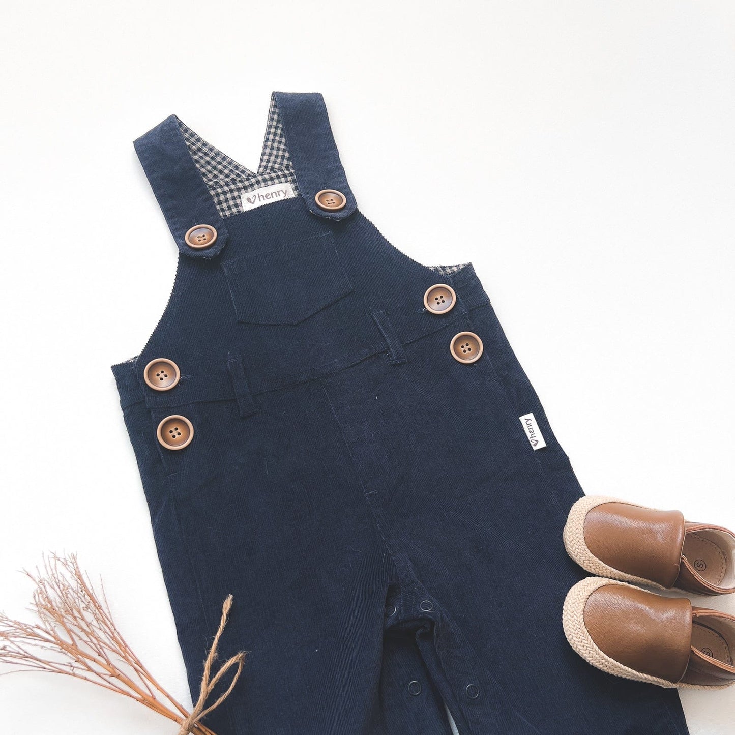 Roy Dungaree Overalls- Navy Corduroy