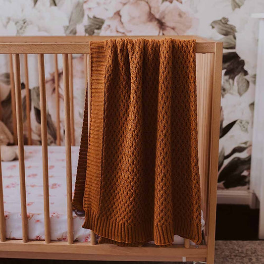Diamond Knit Organic Baby Blanket- Bronze