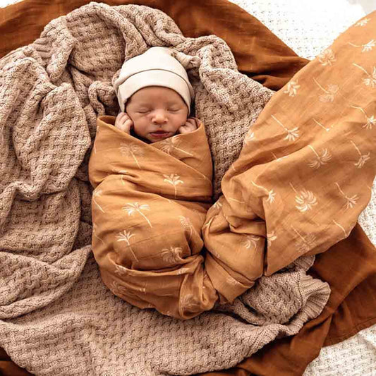 Organic Muslin Wrap- Bronze Palm