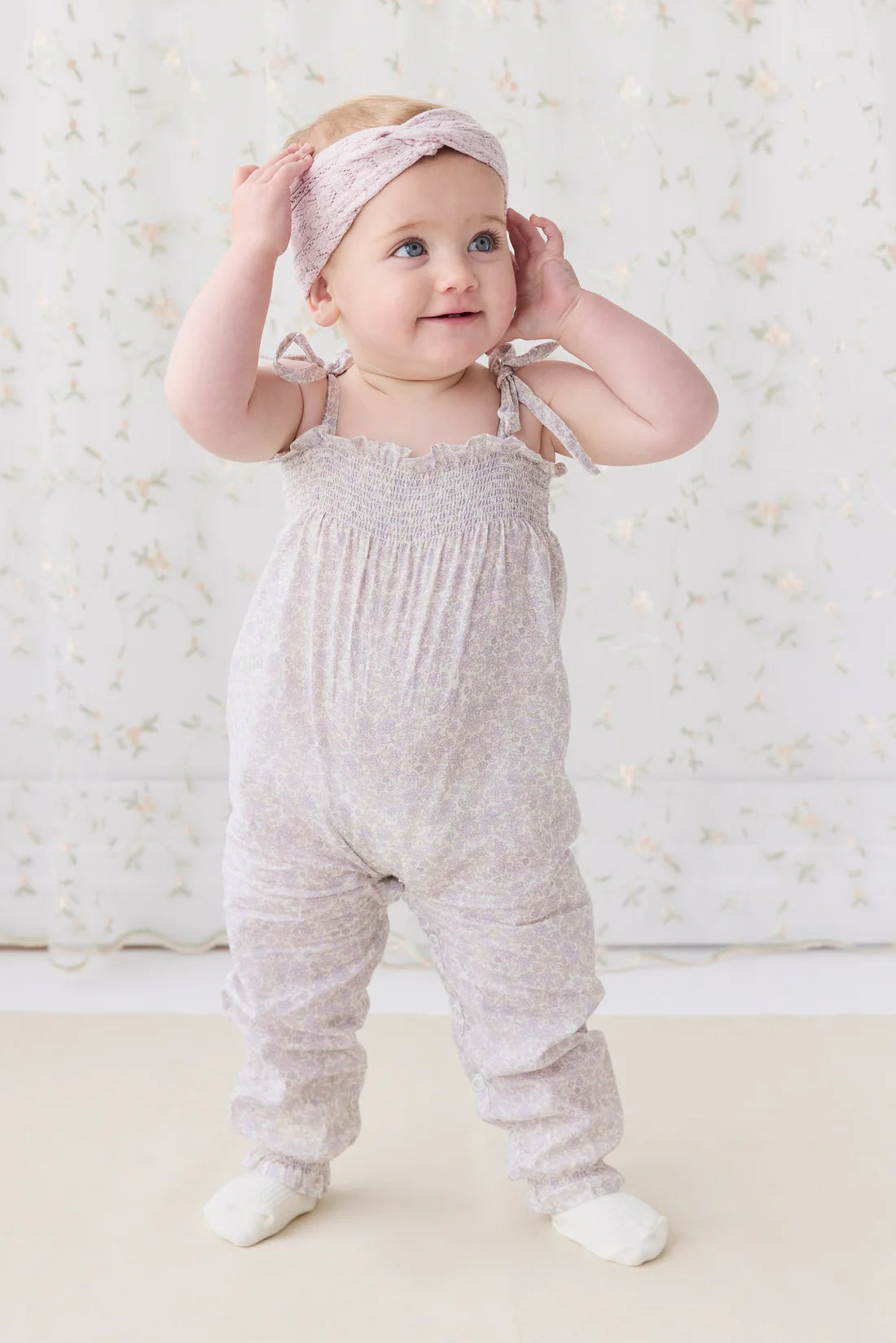 Organic Cotton Summer Playsuit- Chloe Lavender