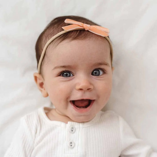 Baby Velvet Bow- Coral