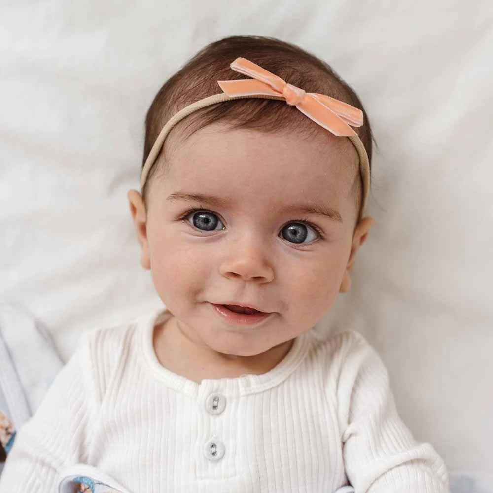 Baby Velvet Bow- Coral