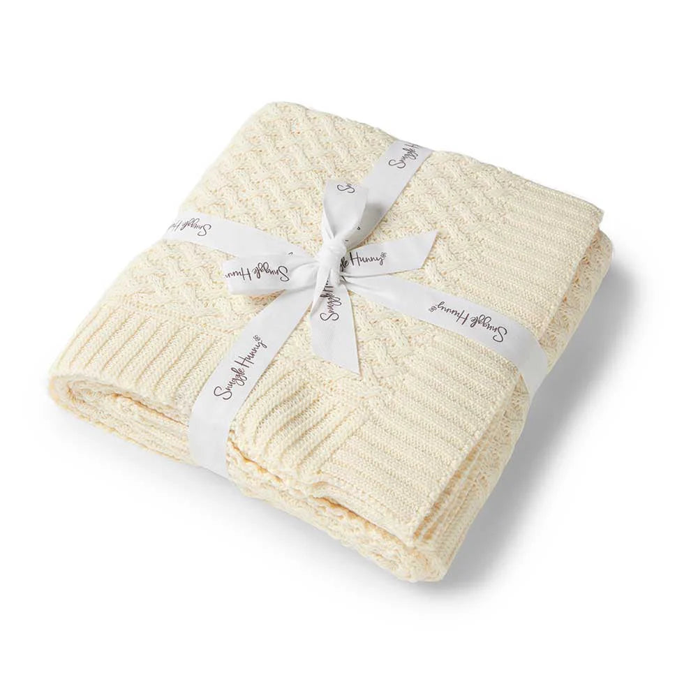 Diamond Knit Organic Baby Blanket- Cream