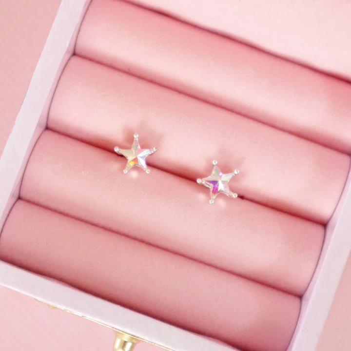 Crystal Shining Star Earrings With Fairy Box