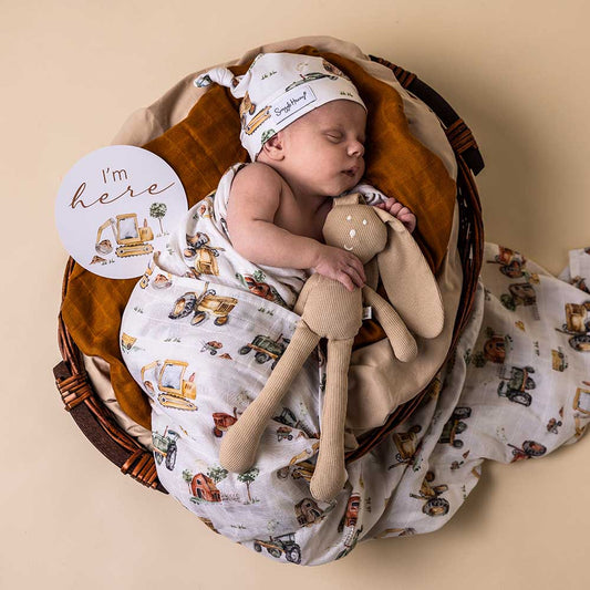 Organic Muslin Wrap- Diggers & Tractors