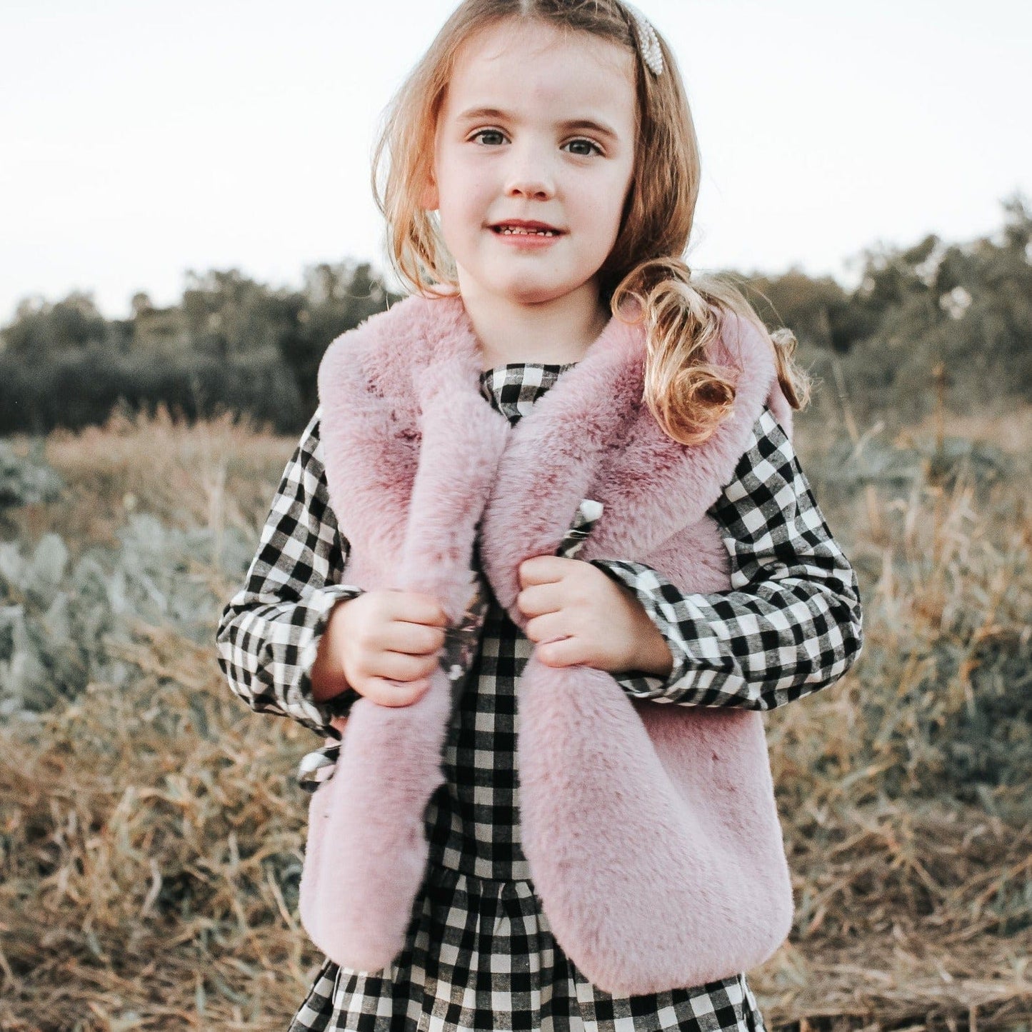 Girls Fur Vest- Pink