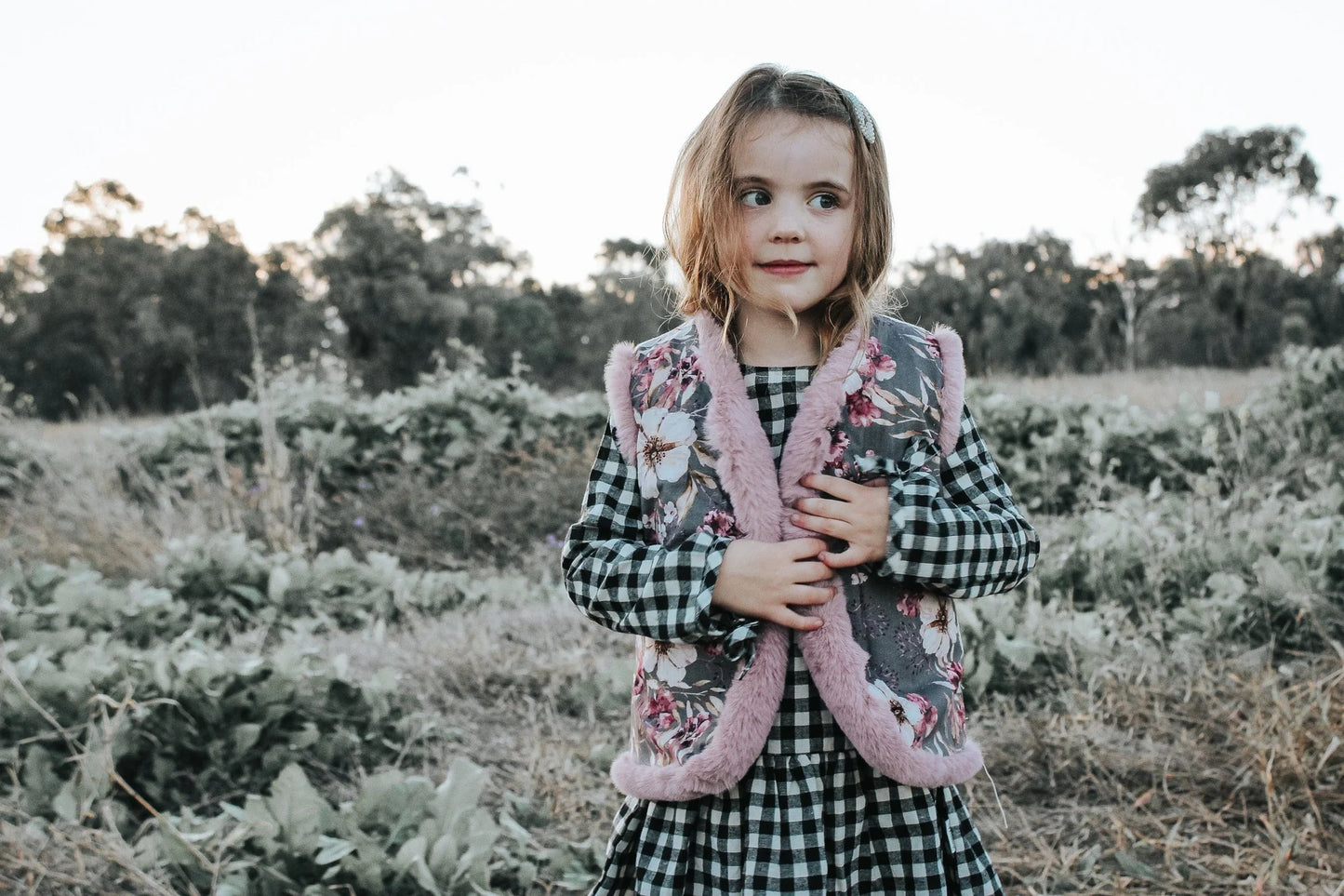 Girls Fur Vest- Pink