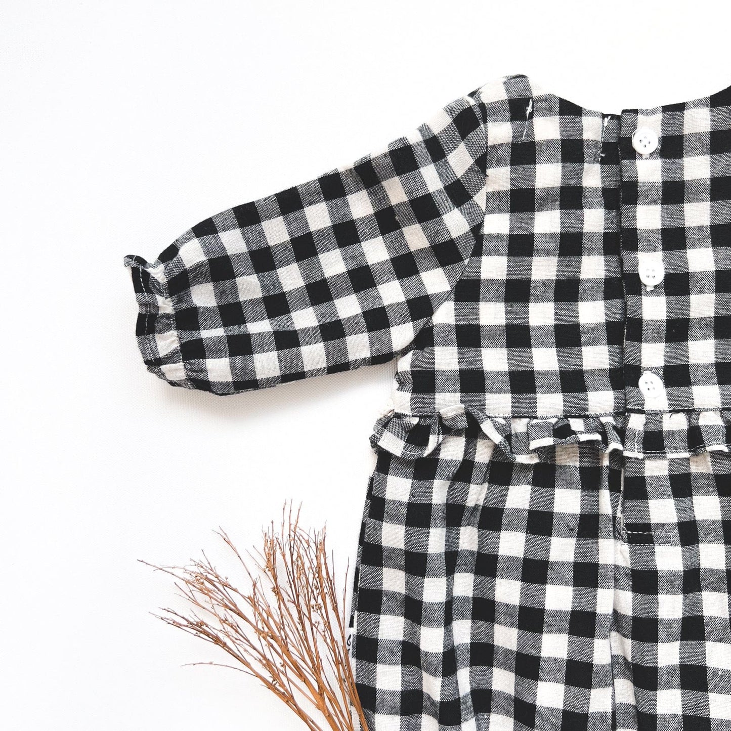 Long Sleeve Nora Playsuit- Black Check