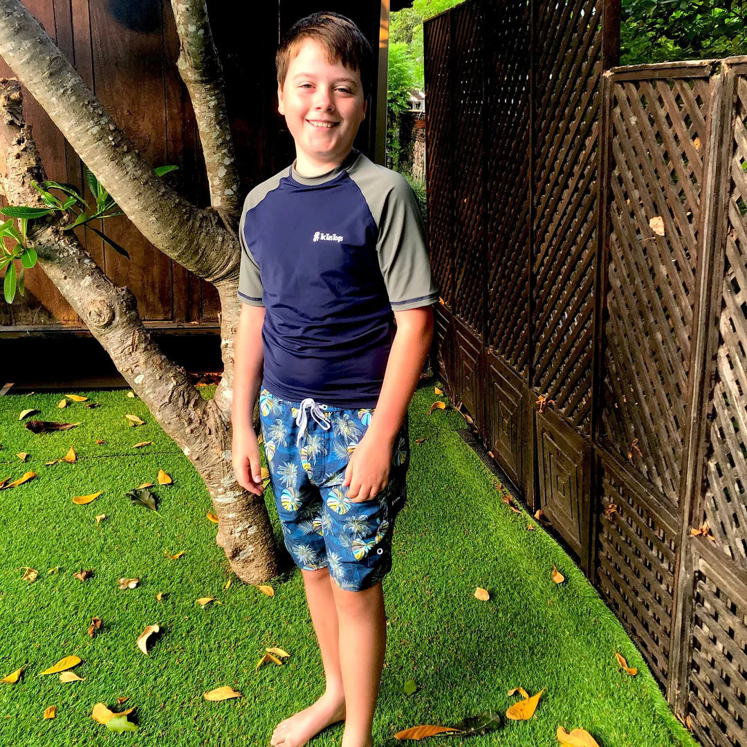 Boys Board Short & Short Sleeve Rashie Set- Hawaii