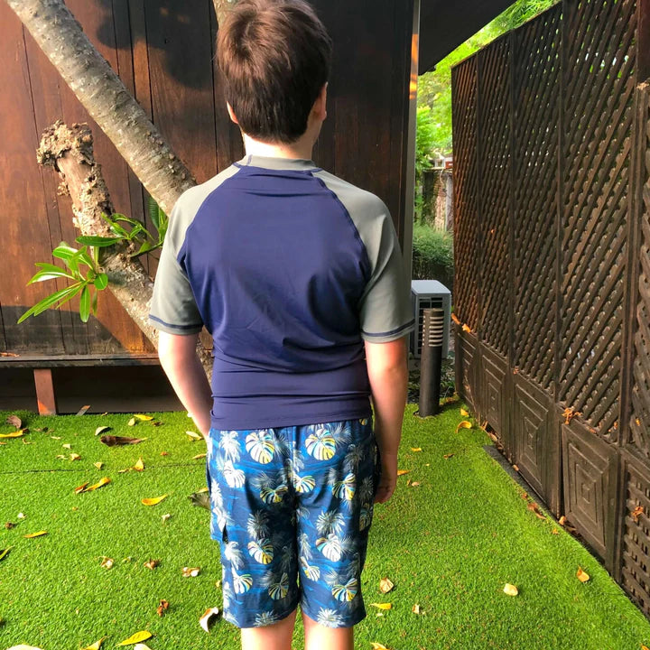 Boys Board Short & Short Sleeve Rashie Set- Hawaii