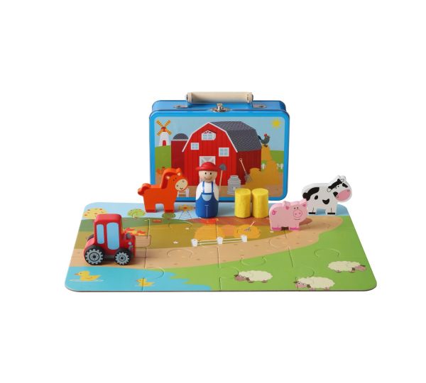 Wooden Farm Playset Tin