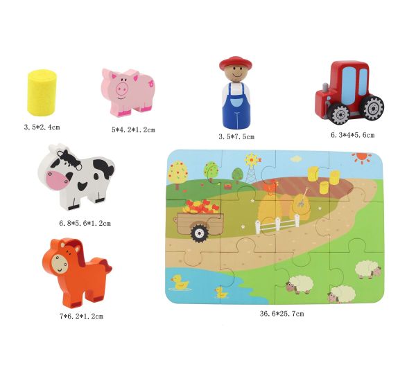 Wooden Farm Playset Tin