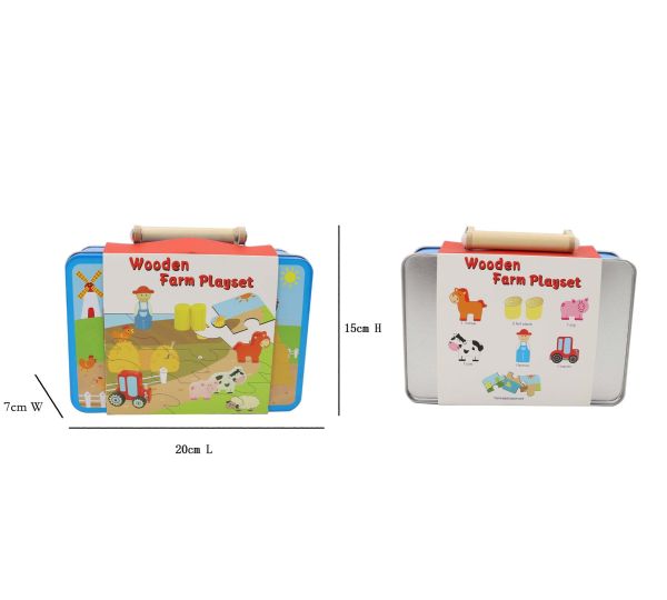 Wooden Farm Playset Tin