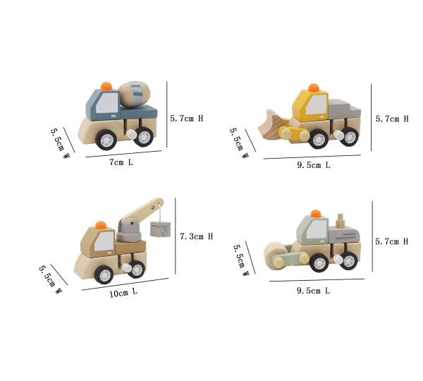 Wooden Wind-Up Construction Trucks