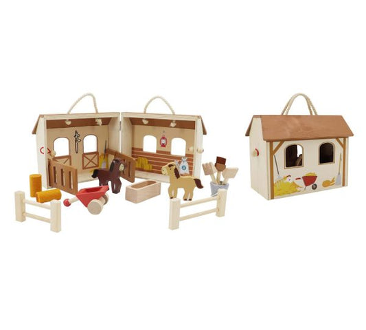 Wooden Horse Stable Play Set