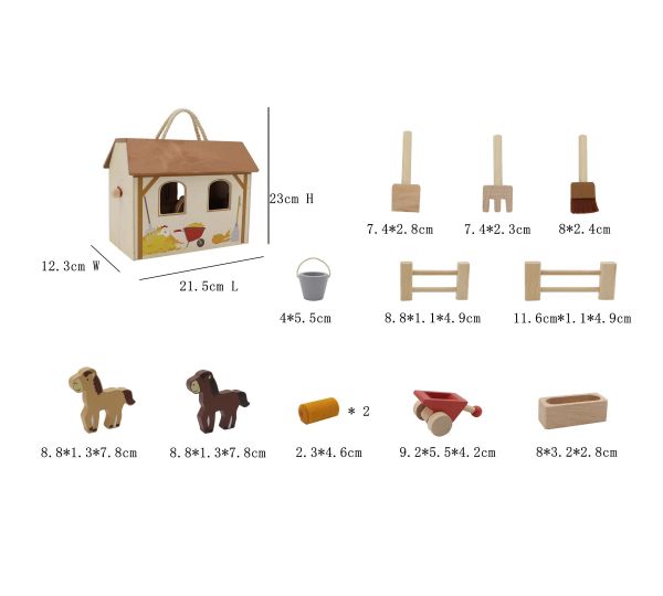 Wooden Horse Stable Play Set