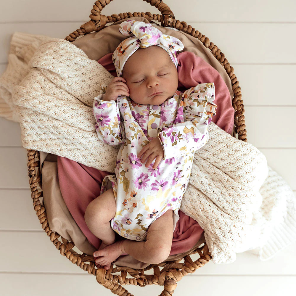 Isla Long Sleeve Organic Bodysuit With Frill