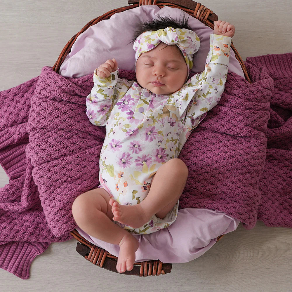 Isla Long Sleeve Organic Bodysuit With Frill