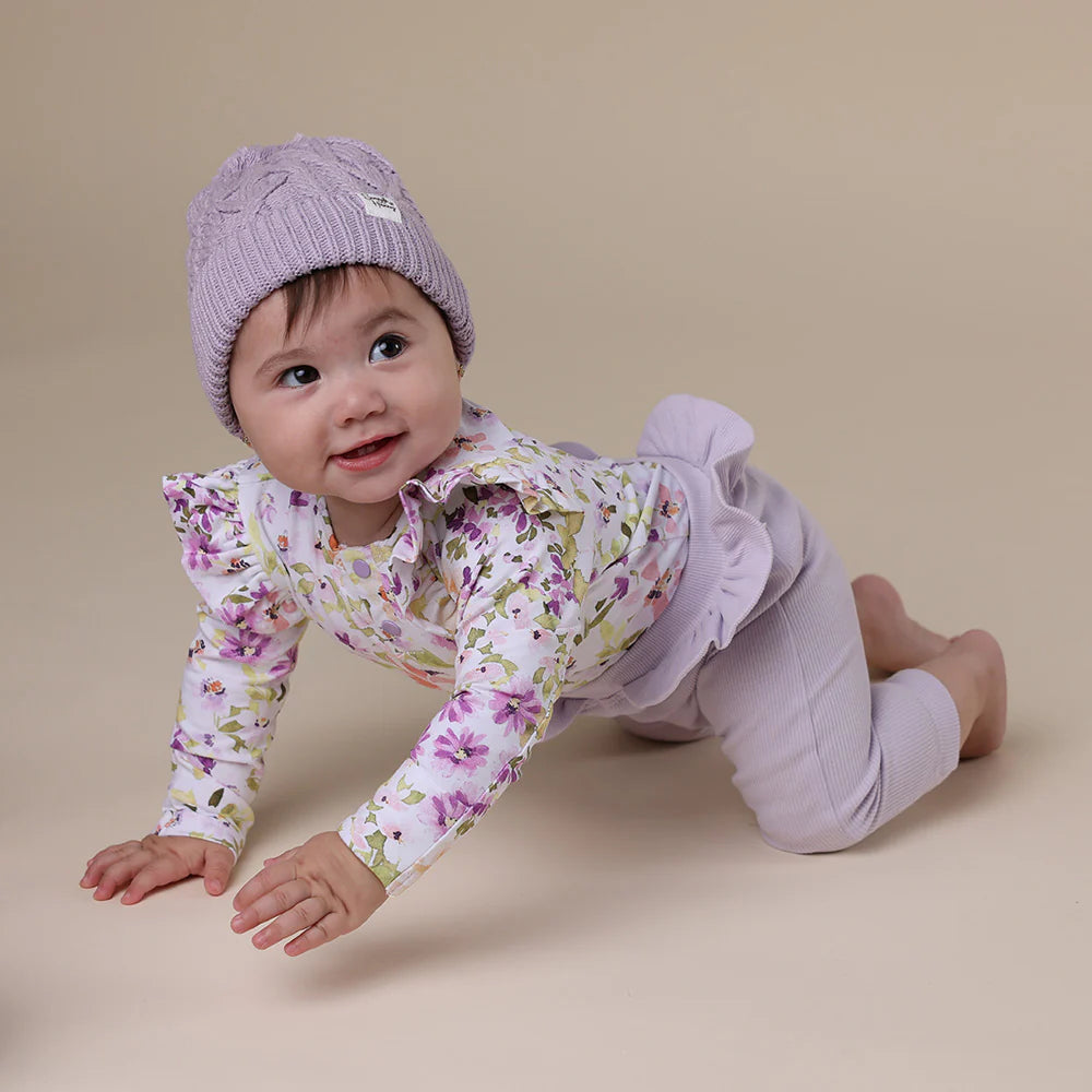 Isla Long Sleeve Organic Bodysuit With Frill