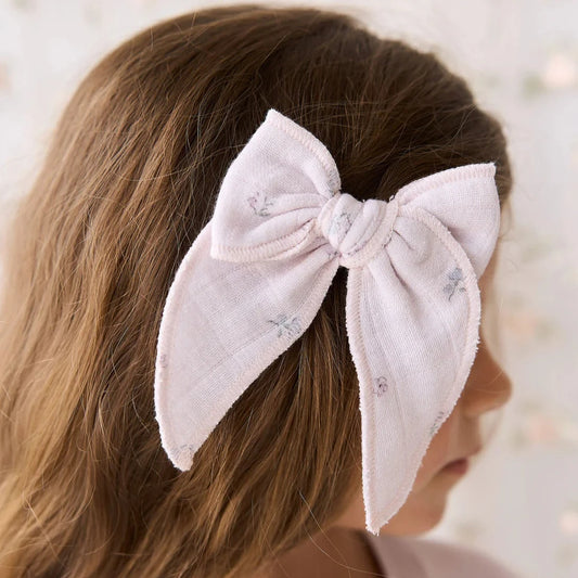 Organic Cotton Muslin Bow- Meredith Violet