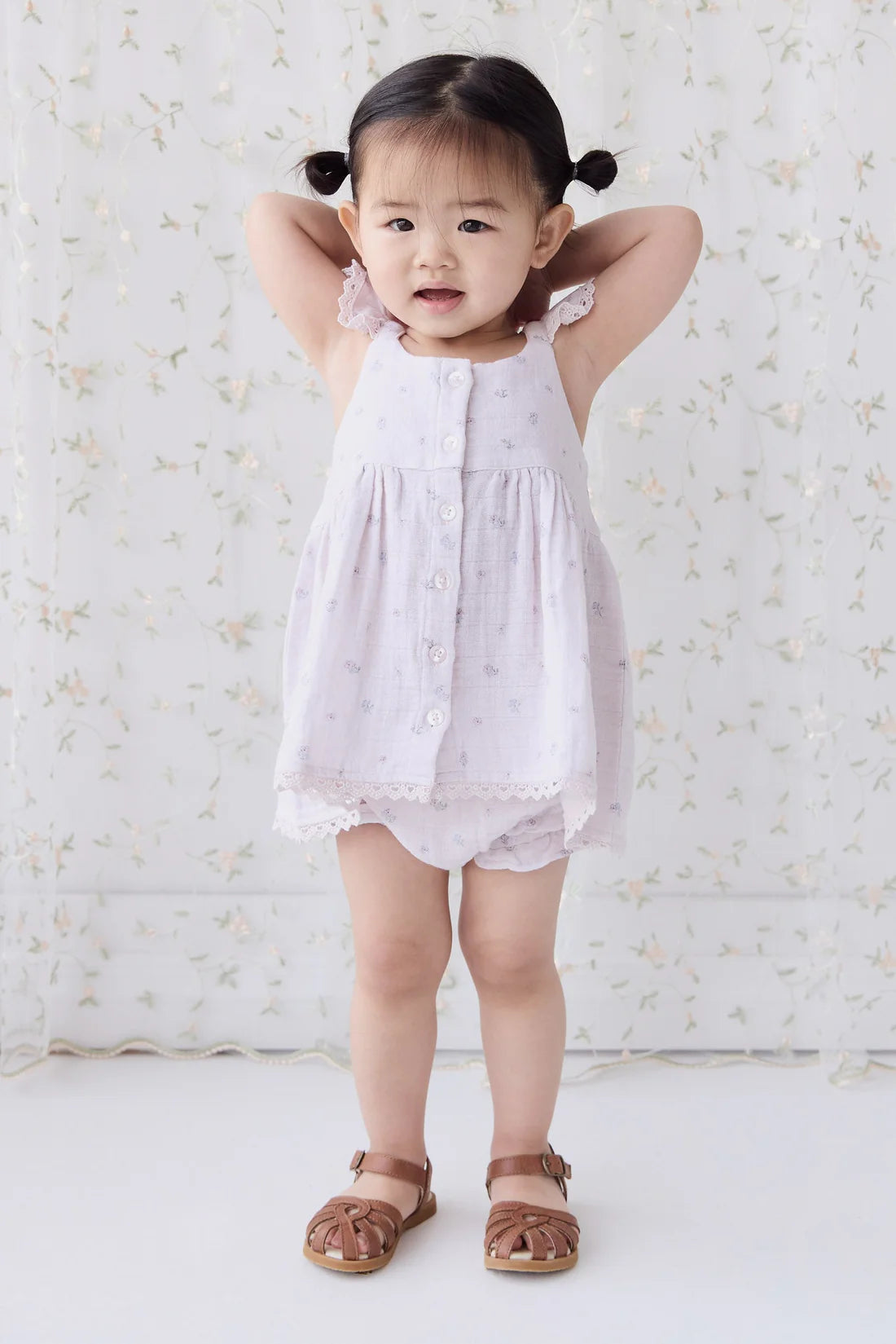 Organic Cotton Muslin Frill Bloomer- Meredith Violet