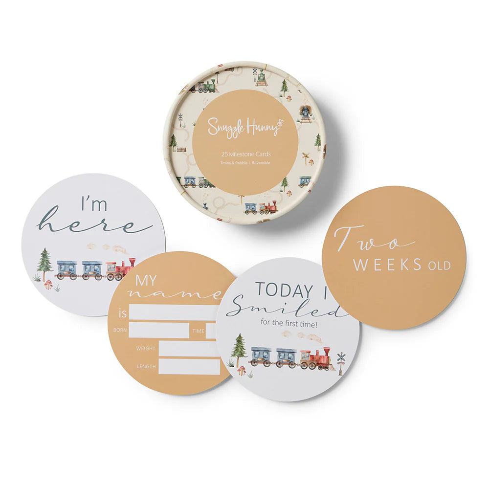 Milestone Cards Reversible- Trains & Pebbles